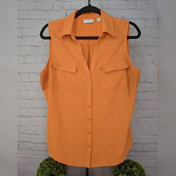 New York & Company Button Down Sleeveless Blouse - Picture 1 of 8